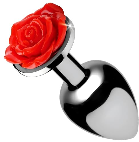 Plug anal en acier inoxydable orné d’une rose sculptée – élégance florale, confort et plaisir raffiné pour des moments intimes inoubliables et sensuels