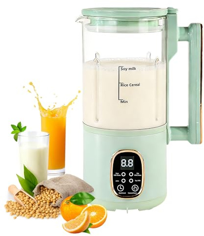 Máquina leche de soja 800 ml, preparador leche vegetal, cabezal molienda acero inox 20 cuchillas, menús inteligentes, bloqueo infantil, apagado automático, mantener caliente, autolimpieza