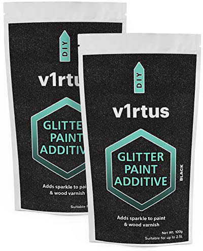 Black Glitter Paint Additive 200g | Additive for Glitter Paint Walls, Add to Interior & Exterior Paint, Emulsion, Varnish | v1rtus