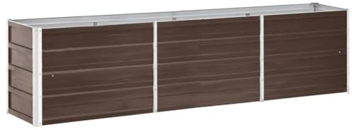 vidaXL Letto Rialzato per Giardino Fioriera Alta Fondo Aperto Cura Piante Fiori Orto Cassetta Vaso Giardinaggio Acciaio Zincato 240x40x45 cm Marrone