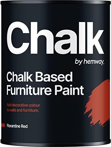 Hemway - Chalk Based Furniture Paint - Florentine Red 1 L | Chalky Matt Shabby Chic Finish for Interior & Exterior Home Decor | Quick Dry & All-in-one