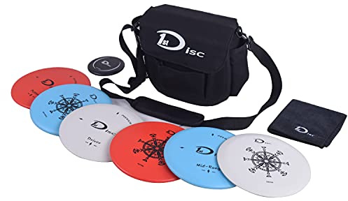 Disc Golf Starter Set-2 PCS Putter, 2 PCS Mid-Range, 2 PZ Driver, 1 Mini Disco, 1 Asciugamano con Borsa