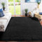 XSIVOD hochflor Wohnzimmer Teppich, Schlafzimmer Bettvorleger, Moderner zottelig flauschig weich Teppiche für Kinderzimmer Anti-Rutsch Unterseite waschbarer, 200x230 cm, Schwarz
