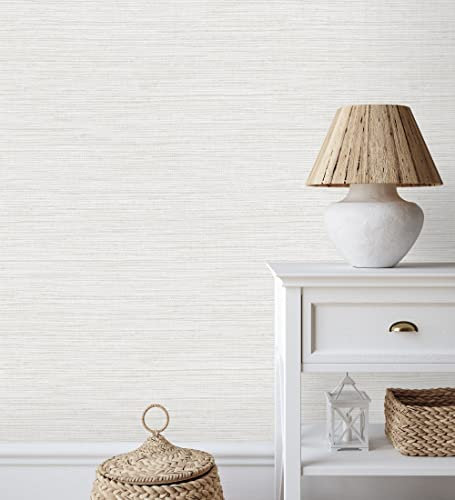 GAULAN 681830 - Papel pintado vinílico ecológico con textura de fibras de cáñamo fondo blanco para pared salón cocina baño dormitorio pasillo - Rollo de 10 m x 0,52 m