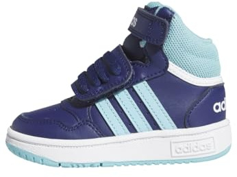 adidas Unisex - Bimbi 0-24 Hoops Mid Shoes, Dark Blue / Light Aqua / Cloud White, 26 1/2 EU