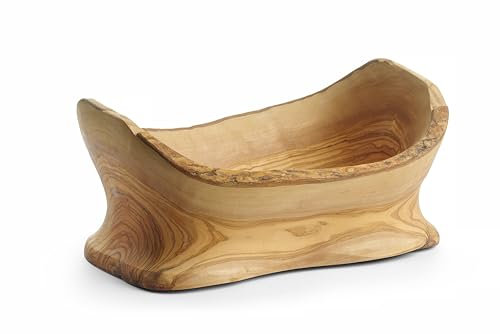 HENDI Cuenco bol tazón recipiente, alargado con base amplia, para snacks, aperitivos, frutos secos, aceitunas, salsas, charcutería, pan, cocina, decorativo, 310x165(H)180mm, de madera de olivo