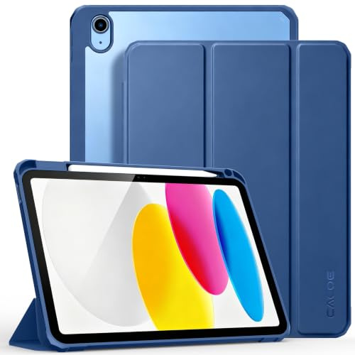CACOE Cover Compatibile con iPad A16 11a Generazione Retro Trasparente | Custodia Compatibile con iPad A16 11 2025 / iPad 10a Generazione 10.9 2022 (A2757/A2777) con Portapenne,Mar Azul