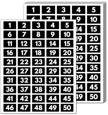 15 Séries - Chiffre Autocollant Adhesifs 1-100, Vinyle Imperméable - Blanc, 40 x 25 mm