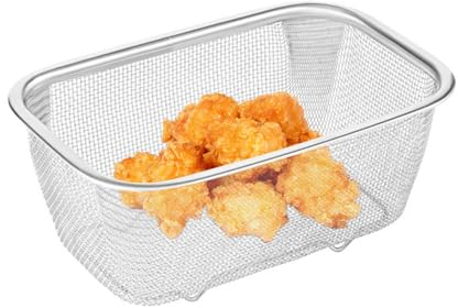 Dranng Stainless Steel Mesh Strainer Basket | Fine Mesh Rectangle Colander Mesh Basket for Frying Food, Tea Rice Oil Fruits Vegetable Strainer Kitchen Tools Small/Large