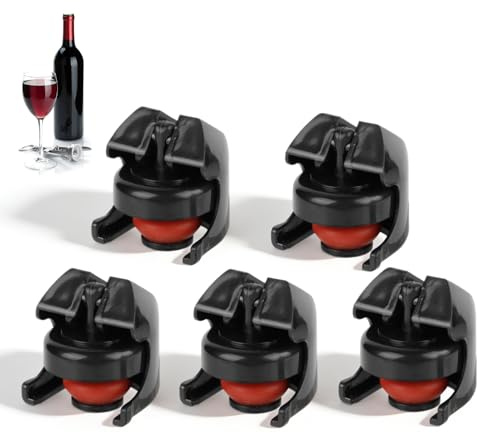 Tappo Per Bottiglia di Vino E Champagne, 5 Tappi Per Champagne Tappo Per Bottiglia di Vino Professionale Tappo di Chiusura in Sughero Per Preservatore di Vino(Nero)