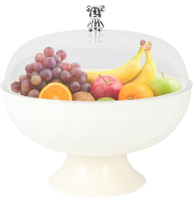 Gzsekken Clear Fruit Bowl with Lid - Display Fruit, Vegetable, Dessert, Snacks; Decorative Pedestal Bowl for Kitchen Countertop and Table Décor