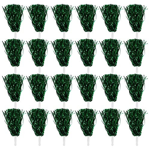Boerunid 24 StüCk Cheerleading Pom Poms Metallfolie Cheer Pom Poms mit Kunststoffgriff für Erwachsene Kinder Cheerleader GrüN
