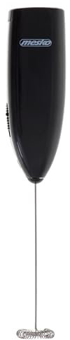 Mesko 4493b Espumador de Leche Eléctrico de Mano - Batidora Leche Espuma Con soporte de acero inoxidable, 15-20s, Batidor para Café con leche, Capuchino, Chocolate Caliente, Negro