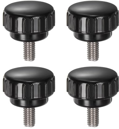 QUARKZMAN 4 Stück Rändelschraube mit Gewinde M6 x 12mm x 25mm Rundkopfschraube Edelstahl 304 Rundgriffbolzen Klemmknöpfe 25mm Handknöpfe Daumenschrauben Spannschraube für Industrie Maschine