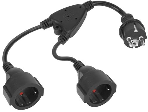 URAQT Cable alargador de Contacto Protector,250 V/16 A,Cable alargador Corto con 2 enchufes,Enchufe múltiple IP44 para Cocina,Oficina,hogar