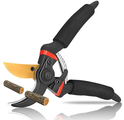 NEUTYPECHIC Secateur de Jardin Lame de 55 mm, Sécateurs et Ciseaux de Jardinage Acier Inoxydable, Sécateur Professionnel avec Ressort Économiseur de Force, Ciseaux de Jardin aux Vergers, Parcs