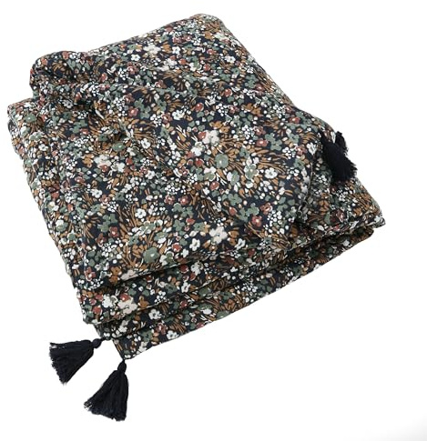 Mylittlebed Edredon Dessus de lit Capucine - Chemin de lit 90x200cm en 100% Double Gaze de Coton (125 GR/m²) [ Couvertures et Plaids ] (Bleu Nuit)
