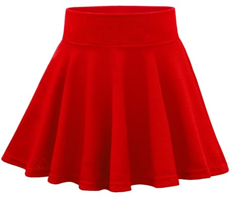 KAKU NANU Skorts for Girls Red School Skirt Ruffle Pleated Girls' Skirts & Skorts with Shorts 11 12 Years