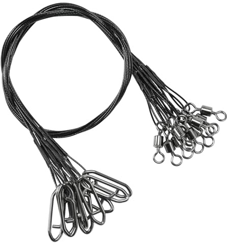 AMYSPORTS Steel Rigs Fishing Leaders Wire Stainless Lures Fishing Leader Heavy High Strength Wire Leaders Saltwater Black Nickel #6 70lb 11.8in 30pcs