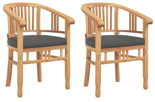 vidaXL Silla 2 pcs Marrón 63 x 58 x 89 cm Madera de Teca Maciza, Silla de jardín y terraza al Aire Libre, sillón rústico de Teca Maciza, Muebles funcionales para Relajarse, decoración de Madera