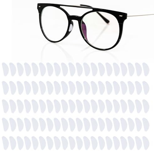 Fukaisu 24 Pairs Silicone Eyeglass Nose Pads, 0.75in Non-Slip Transparent Nosepads Protector Pieces Grips Soft Adhesive Replacement Nose Cushions Stop Slipping Down for Eye Glasses & Sunglasses