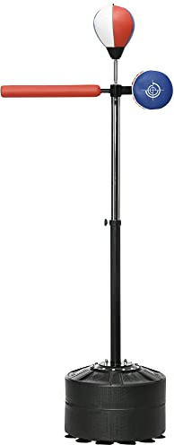 SPORTNOW Free Standing Speed Bag, Height Adjustable Boxing Punching Bag with Stand, Reflex Bar, Punching Pad and Suction Cup Base for Adults & Teenagers, Multicoloured
