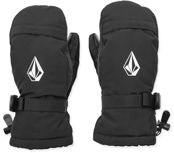 Volcom Day Saver - Manoplas juveniles con aislamiento impermeable para niños con bolsillo calentador de manos, color negro, talla M