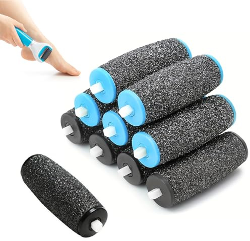 Lot de 10 rouleaux de rechange pour enlèvement de calles, pierre ponce pour pieds, 3 niveaux de rugosité, compatible avec Scholl