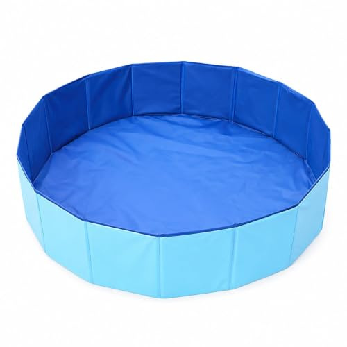 Foldable Dog Pool, Pet Bathing Tub, Non-Slip PVC Paddling Outdoor Blue