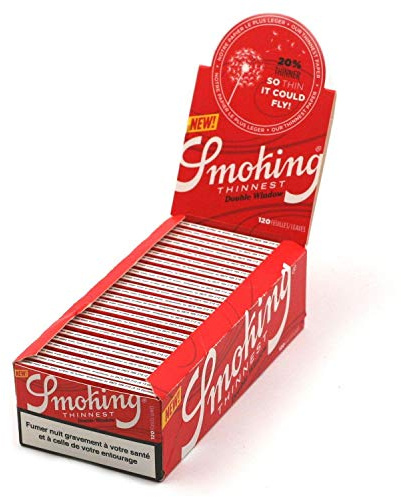 Smoking Thinnest Double Window blad, 120 tunna papper per häftklöver 2 lådor (50 häftklappar)