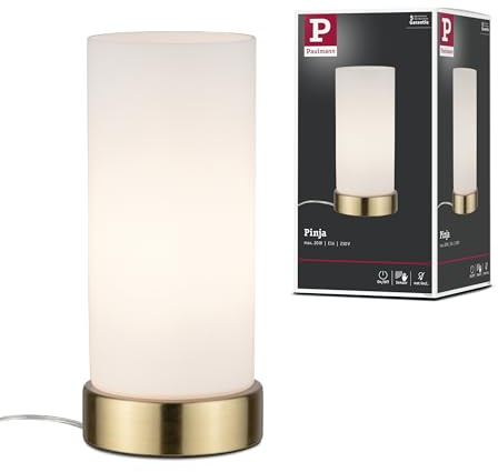 Paulmann 770.55 Pinja Tischleuchte touch max.1x20W E14 Weiß/Messing 230V Metall/Glas 77055 Nachttischlampe Nachtlicht