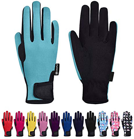 ChinFun Horse Riding Glove Equestrian Gloves Kids for Boys Girls Horseback Riding Gloves Grip for Youth Children Riding Sports Biking Cycling Gardening Sky Blue Size L
