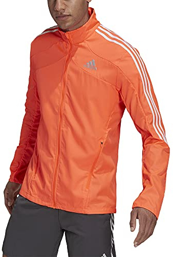 adidas mens Marathon Jacket 3-stripes Solar Red/White Small