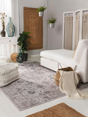 benuta Pop Teppich Laury - Beige 80x150 cm - Kunstfaser - Rechteckig & im Style: Vintage - Pflegeleicht für Wohnzimmer Schlafzimmer
