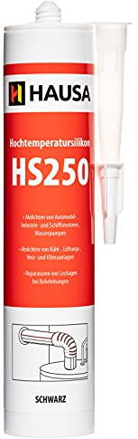 HAUSA Hochtemperatursilikon HS250 schwarz 1 x 300ml dauerelastische hitzebeständige Dichtmasse +305°C Dichtstoff zum Kleben Abdichten von Öfen Kochfeldern Motoren schnellhärtend ölbeständig