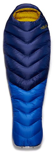 Rab Neutrino 800 Down Insulated Lightweight Mummy Sleeping Bag for Climbing and Mountaineering - Nightfall Blue - -10 Degree, Regular, Left Zip