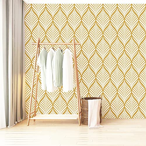 Yangfix Papel tapiz autoadhesivo para cocina, rayas doradas, papel de contacto para paredes, baño, 44,5 x 500 cm, adhesivo de plástico para puerta y dormitorio