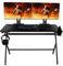 Konix Drakkar Bureau Gaming Mani 121 x 69 x 76 cm en Forme de Y - Plateau de Table en Bois et métal - Porte gobelet et Support Casque Inclus - Noir