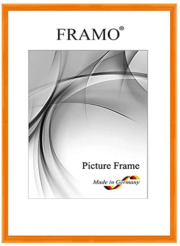 Marco de fotos FRAMO delgado de madera 30 x 45 cm de madera maciza | Naranja brillante | Color/tamaño seleccionable | Marco para póster | Puzzle | Foto collage N°121