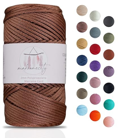 Makromecity makramégarn 2 mm x 115 m premium polyester makramérep polypropylen garn för hantverk heminredning platsplatta axelväska handväska löpare nappkedja 20 färger