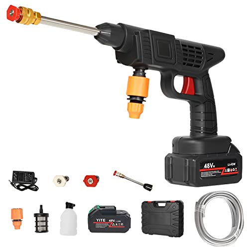 DZAY Tragbar Hochdruckreiniger Pistole Akku,21V Max 30Bar Drahtlose Auto Reiniger Pistole Set,Wiederaufladbare Batterie Autowaschanlage Verlängerungslanze Garten Outdoor Autoreinigungswerkzeug