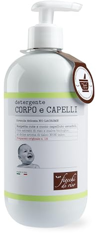 Fiocchi di Riso - Detergente CORPO e CAPELLI TALCO - 400ml - DETERGENZA NEONATI - Rispetta cute e cuoio capelluto sensibili. Pack riciclato