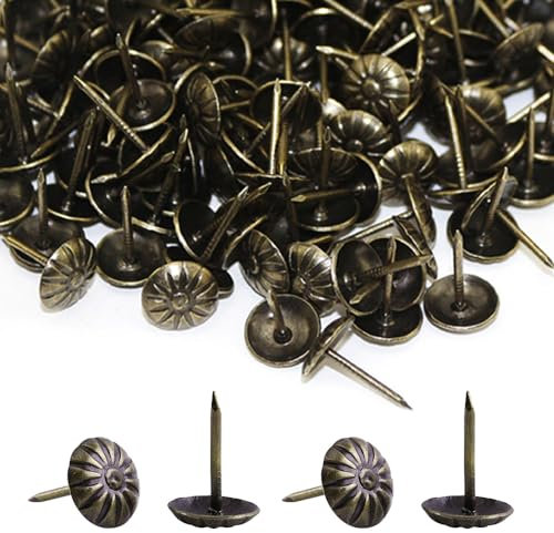 500 Pièces Clous de Tapissier, Basicon Robuste 17X11 MM Bronze Clous Tapissier Décoratifs Clou Rétro DIY Clous d'Ameublement pour Meubles Canapés Fauteuils Lits Chaises Vintage Decoratif, Bronze