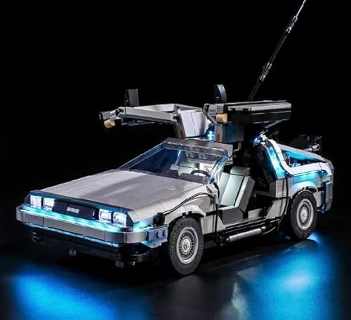 Kit d'éclairage LED - Boîte à piles - Pour Lego Retour vers le futur 10300 - Machine à remonter le temps Delorean (Delorean non incluse) - Éclairage uniquement