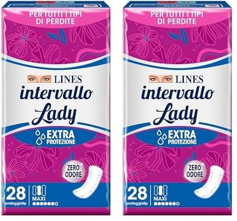 Lines Intervallo Lady Maxi, Proteggislip Distesi, 28 Pezzi (Confezione da 2)