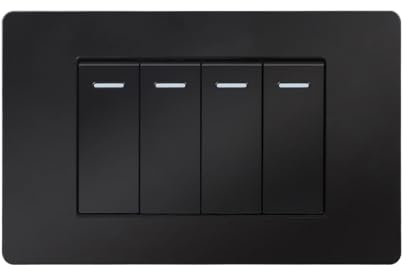 Interrupteur mural, interrupteur mural, 1/2/3/4 gangs 1/2 voies, interrupteur mécanique mural blanc noir 10 A 118 x 72 interrupteurs d'éclairage panneau PC allumé/éteint(Black 4gang)