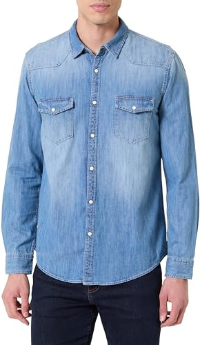 Pepe Jeans M Regular Shirt Camisa, Azul (Denim-zy7), Hombre