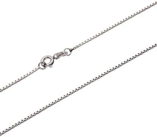 MYSTIC JEWELS - Cadena Veneciana Fina de Plata de Ley 925 con baño de Rodio, para Mujer, Disponible en 40, 45, 50, 55, 60, 70 cm (40 cm)