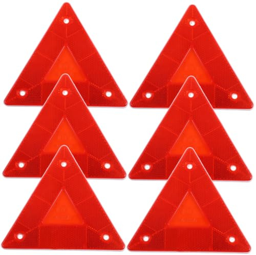 Gogogmee 6 piezas Kit Triángulos Reflectantes para Vehículos Señal de Advertencia Móvil Resistente Alta Temperatura Accesorio Coche para Remolques Camiones y Caravanas