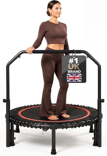 Happin Trampolino Rebounder da 101,4 cm per adulti, mini trampolino pieghevole per interni con manubrio regolabile a 4 livelli, peso massimo utente 99,8 kg, silenzioso trampolino fitness per interni